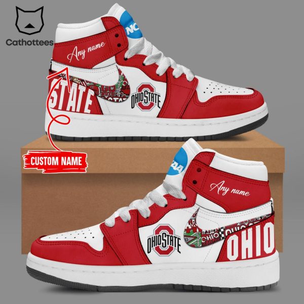 Personalized Ohio State Nike Red White Logo Design Air Jordan 1 High Top