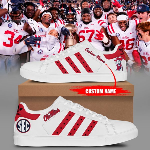 Personalized Ole Miss Rebels Football Team 2023 White Red Trim Design Stan Smith