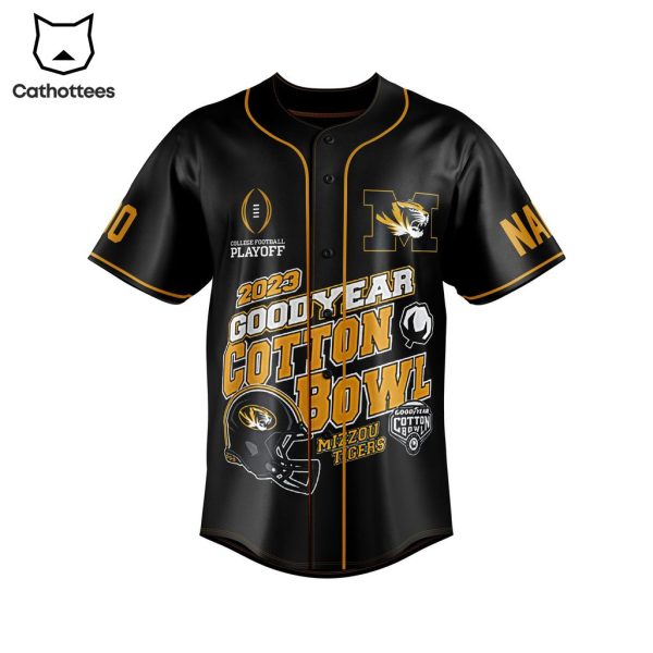 Personalized Playoff 2023 Goodyear Cotton Bowl Mizzou Tiger Black Design Baseball Jersey