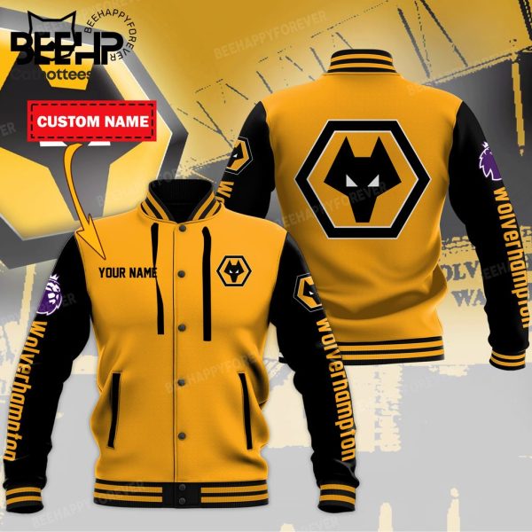 Personalized Wolverhampton Wanderers Yellow Design Baseball Jacket