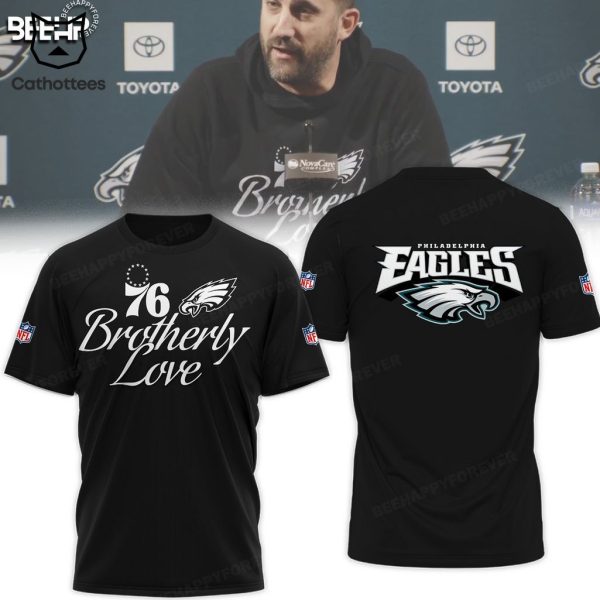 Philadelphia Eagles Brotherly Love 76 Black NFL Logo Design 3D Hoodie