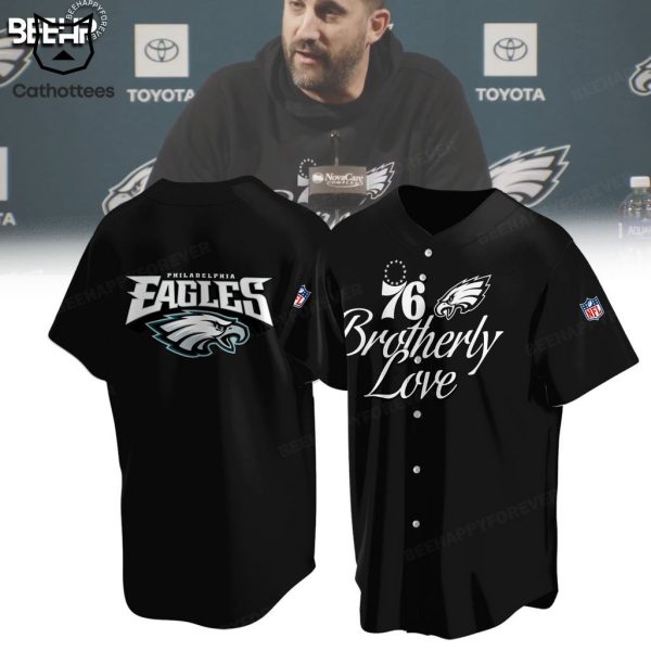 Philadelphia Eagles Brotherly Love 76 Black NFL Logo Design Baseball Jersey