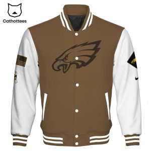 Philadelphia Eagles  NFL Brown White Nike Logo Design Baseball Jacket