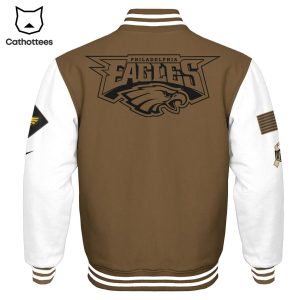 Philadelphia Eagles  NFL Brown White Nike Logo Design Baseball Jacket