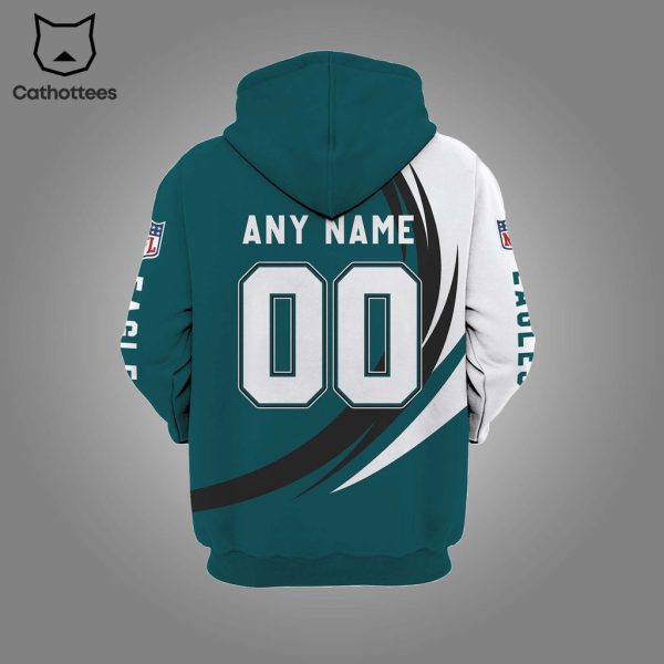 Personalized Philadelphia Eagles NFL Logo Blue White Design 3D Hoodie