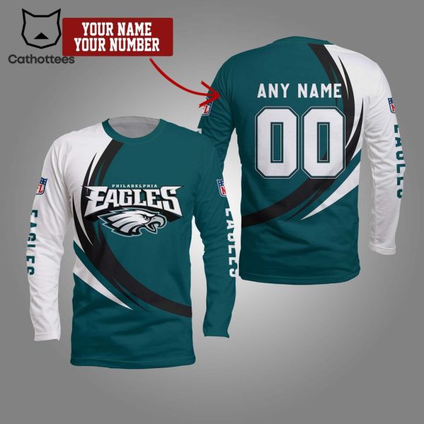 Personalized Philadelphia Eagles NFL Logo Blue White Design 3D Hoodie