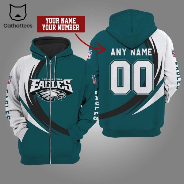 Personalized Philadelphia Eagles NFL Logo Blue White Design 3D Hoodie