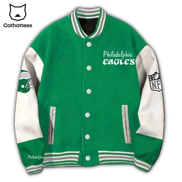 Philadelphia Eagles NFL Logo Green Design Baseball Jacket