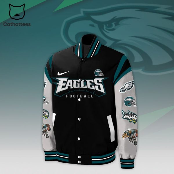 Philadelphia Eagles NFL Nike Logo Black Design Baseball Jacket