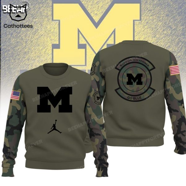 Salute To Service For Veterans Day Michigan Wolverines Go Blue Logo Design 3D Hoodie