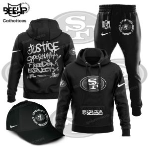 San Francisco 49ers Justice Opportunity Equity Freedom  Nike Logo Design Hoodie Longpant Cap Set