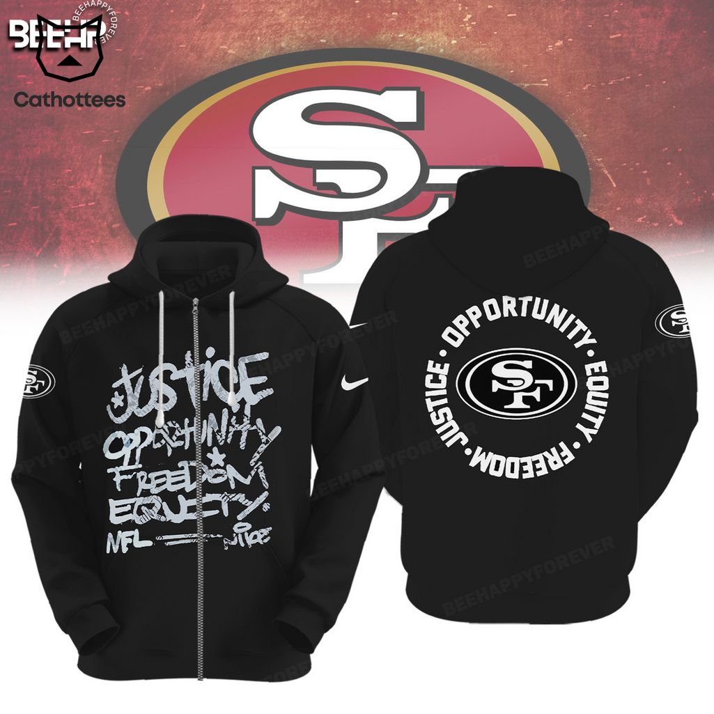 San Francisco 49ers  Justice Opportunity Equity Nike Logo Design 3D Hoodie
