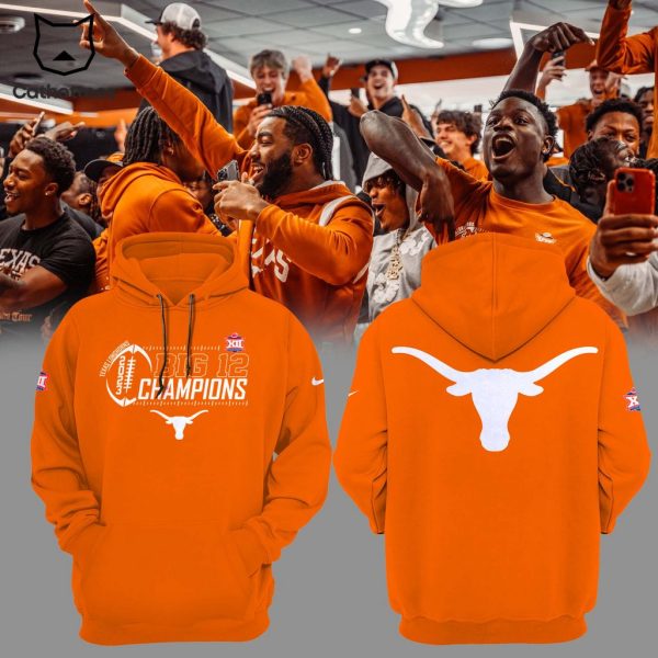 Texas Longhorns Big 12 Champions 2023 Mascot Orange  Design 3D Hoodie