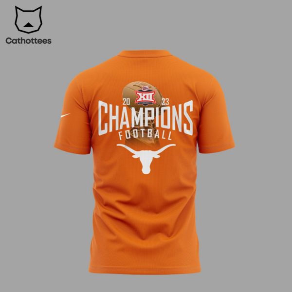 Texas Longhorns Big 12 Champions 2023 Nike Logo Orange  Design 3D T-Shirt
