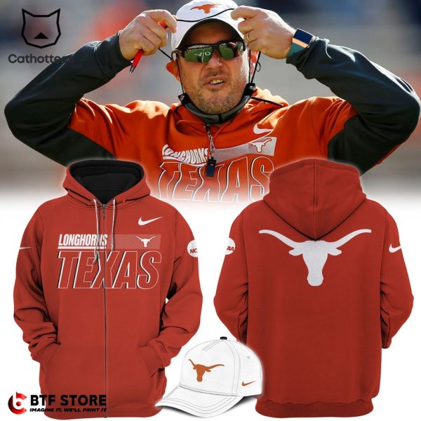 Texas Longhorns Nike Logo NCAA Red Design 3D Hoodie Longpant Cap Set