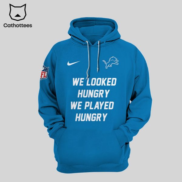 We Looked Hungry We Played Hungry Detroit Lions Football Blue NFL Logo Design 3D Hoodie