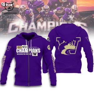 Pac-12 Football Conference Champions Washington Huskies 2023 Purple Design 3D Hoodie