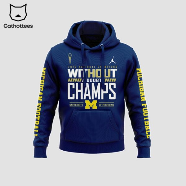 2023 National Champions Without Champs University Of Michigan Football Blue Logo Design 3D Hoodie Longpant Cap Set
