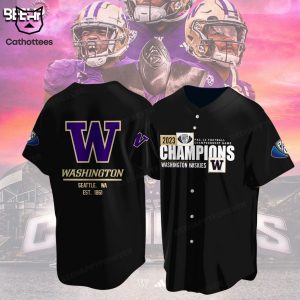2023 Pac-12 Football Conference Champions Washington Huskies Purple Design Black Baseball Jersey