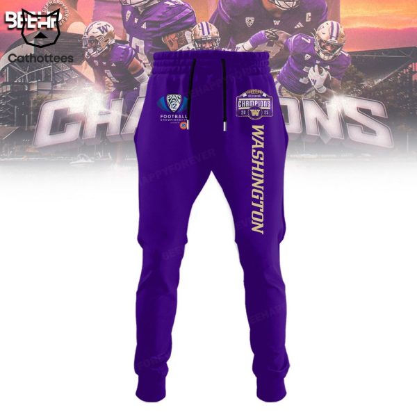 2023 Pac-12 Football Conference  Washington Huskies Champions Purple Hoodie Longpant Cap Set