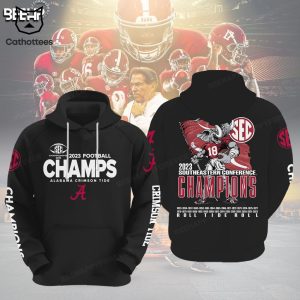 2023 SEC Football Alabama Crimson Tide Southeastern Conference Black Design 3D Hoodie