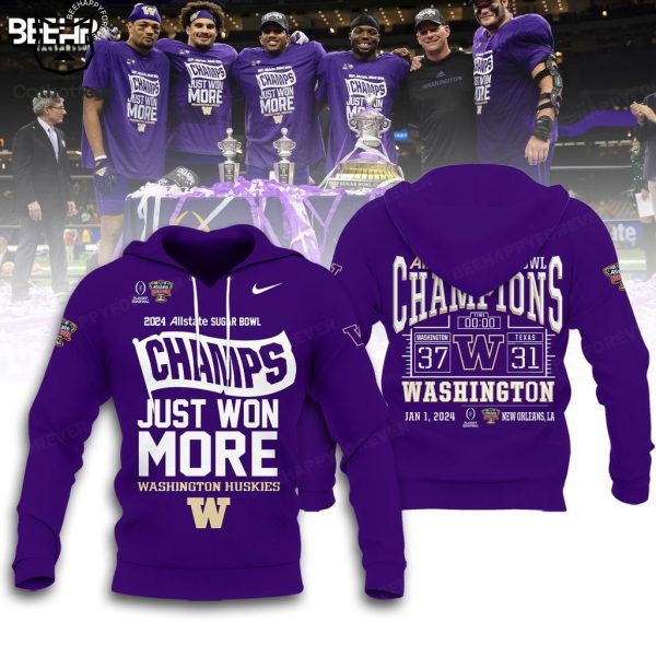 2024 Allstate Sugar Bowl Champions Just Won More Washington Huskies 2024 Nike Purple Design 3D T-Shirt