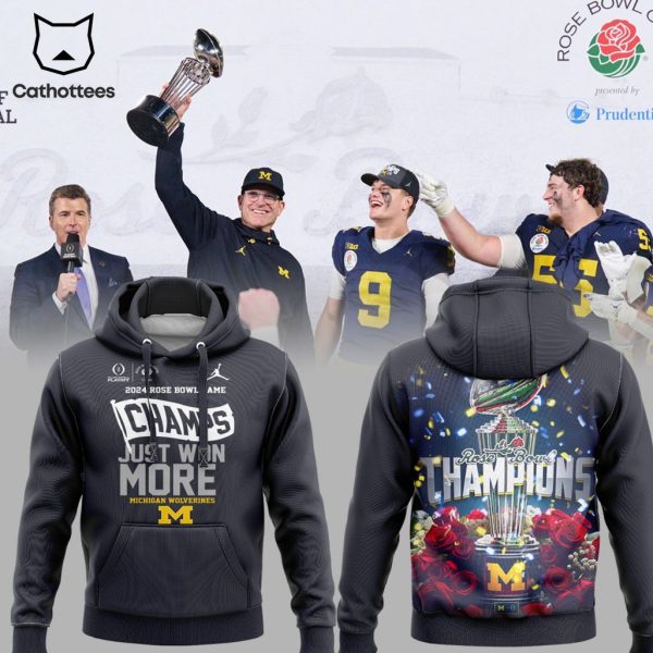 2024 Rose Bowl Champs Just Won More Michigan Football Black Design 3D Hoodie