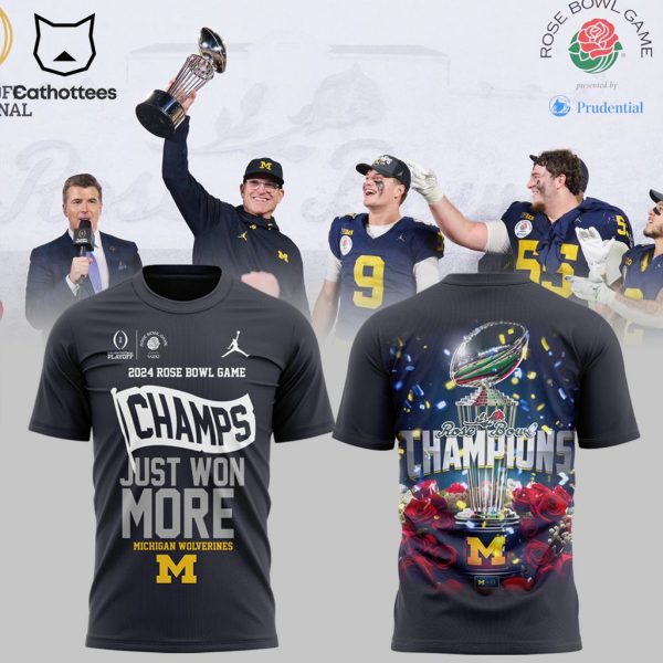 2024 Rose Bowl Champs Just Won More Michigan Football Black Design 3D T-Shirt