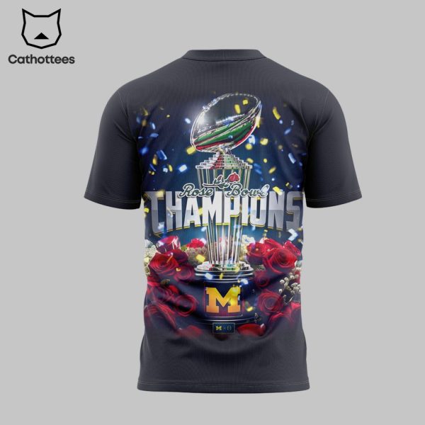 2024 Rose Bowl Champs Just Won More Michigan Football Black Design 3D T-Shirt