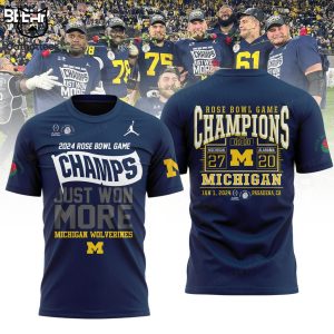 2024 Rose Bowl Game Champs Just Won More Michigan Wolverines Full Blue Design 3D Hoodie