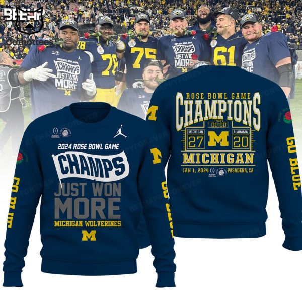 2024 Rose Bowl Game Champs Just Won More Michigan Wolverines Full Blue Design 3D Hoodie