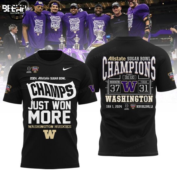 2024 Sugar Bowl Champions Just Won More Washington Huskies Black 3D Hoodie