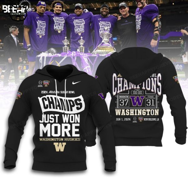 2024 Sugar Bowl Champions Just Won More Washington Huskies Black 3D Hoodie