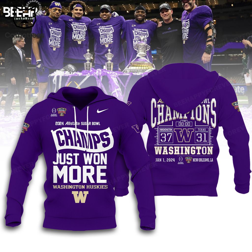 2024 Sugar Bowl Champions Just Won More Washington Huskies Purple 3D T-Shirt