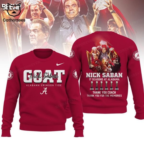 Alabama Crimson Tide Nick Saban Goat Nike Logo Red Design 3D Hoodie