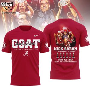 Alabama Crimson Tide Nick Saban Goat Nike Logo Red Design 3D T-Shirt