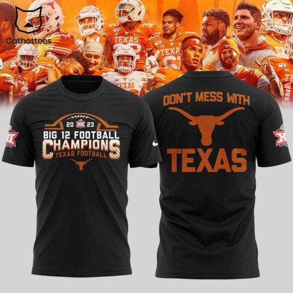 Big 12 football Champions Texas Longhorns 2023 Black Design 3D T-Shirt