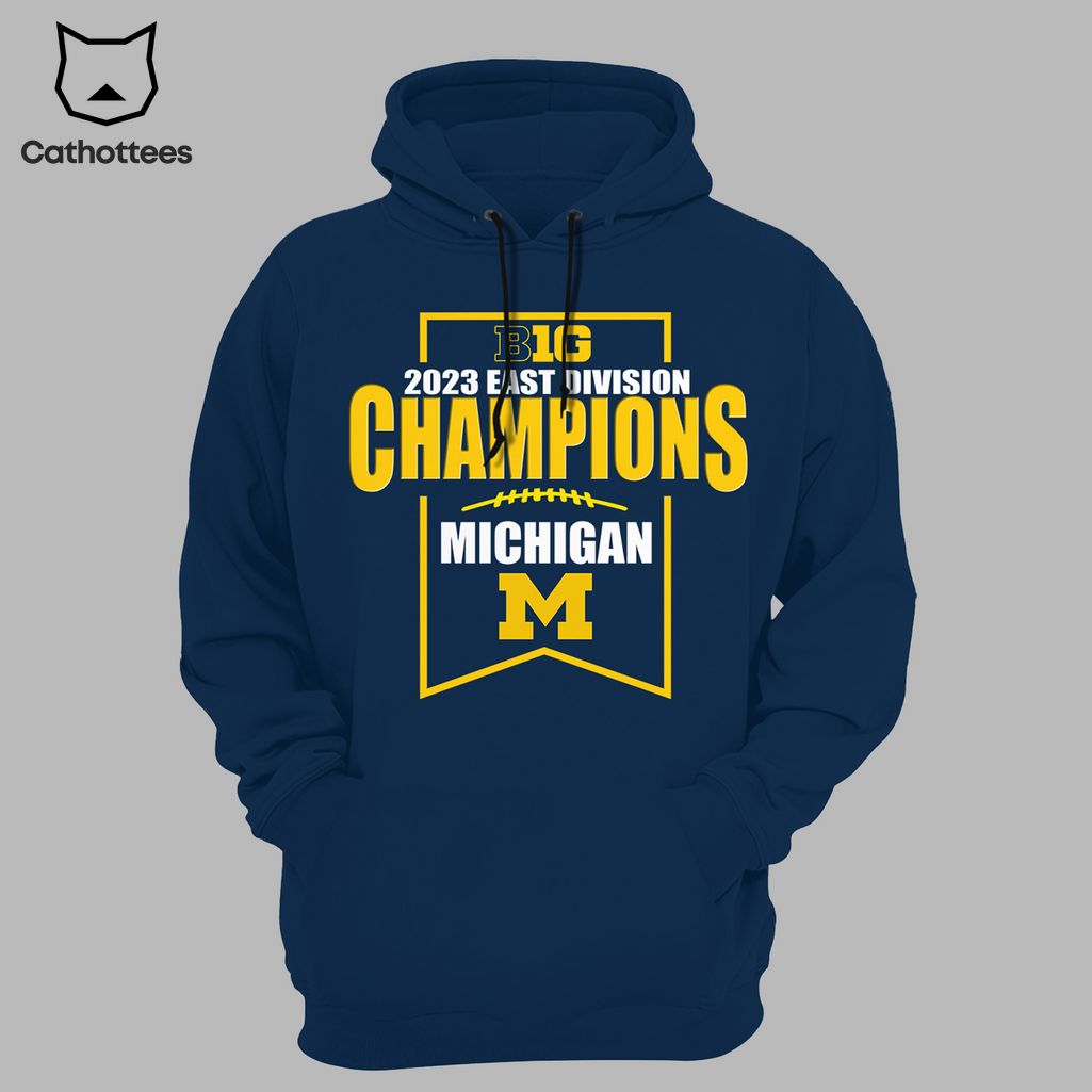Big 2023 East Division Champions Michigan Blue Logo Design 3D Hoodie