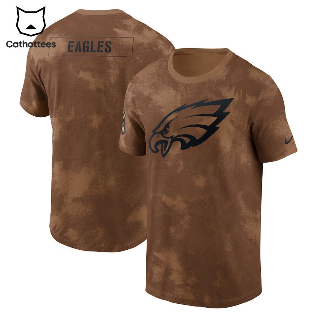 Brown Philadelphia Eagles 2023 Salute To Service Nike Logo Design 3D T-Shirt