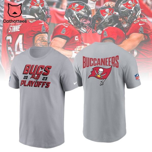 Bucs 2023 Playoffs Tampa Bay Buccaneers NFL Gray Logo Design 3D T-Shirt