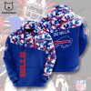 Buffalo Bills Red Blue Design 3D Hoodie Longpant Cap Set