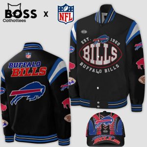 Buffalo Bills NFL Mascot Black Design Baseball Jacket