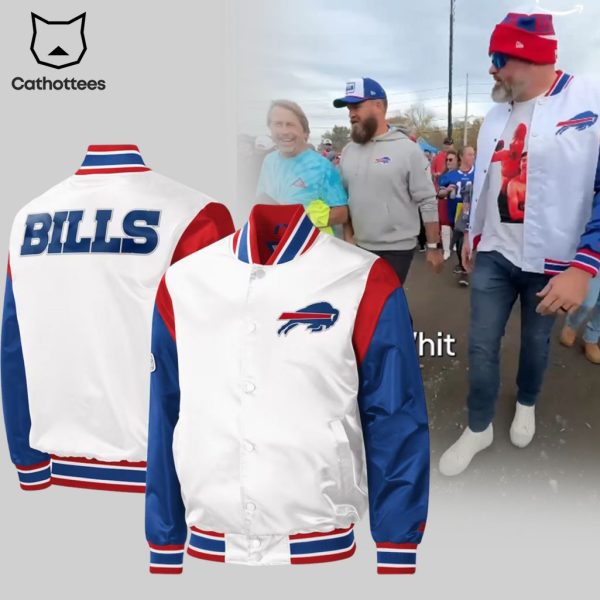 Buffalo Bills White Blue Design Baseball Jacket