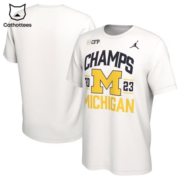 Champs Michigan Wolverines College Football Playoff 2023 Full White Design 3D T-Shirt