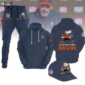 Cleveland Browns Coach NFL Mascot Blue Design Hoodie Longpant Cap Set