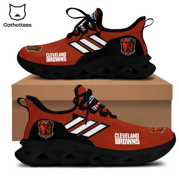 Cleveland Browns Orange White Trim Design Max Soul Shoes