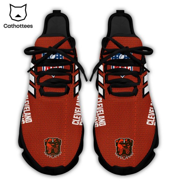 Cleveland Browns Orange White Trim Design Max Soul Shoes