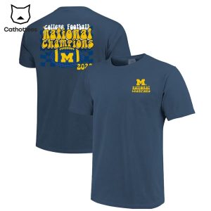 College Football Michigan Wolverines Logo Blue Design 3D T-Shirt