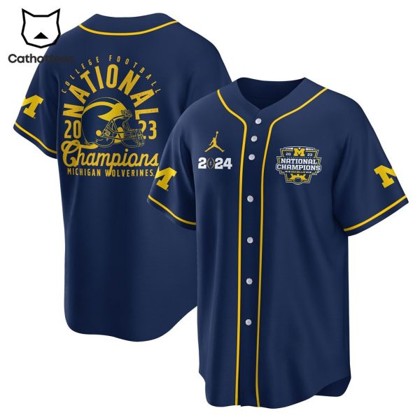 College Football National 2023 Champions Michigan Wolverines Blue Design Baseball Jersey