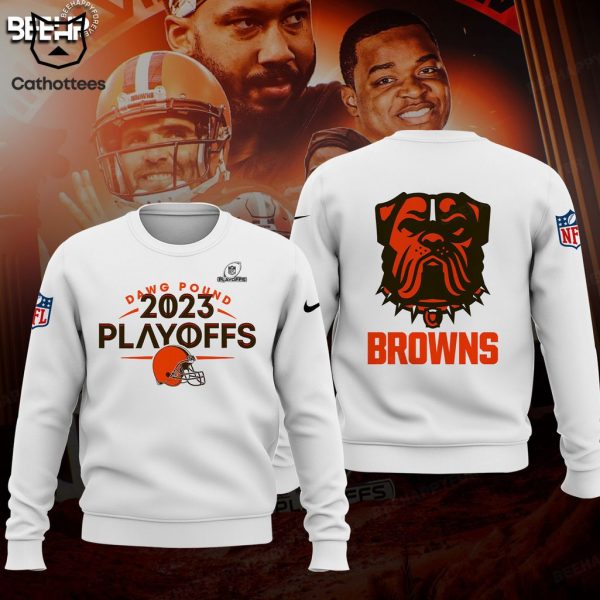 Dawg Puond 2023 Cleveland Browns 2023 NFL Playoffs White Design 3D Hoodie